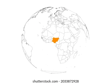 Nigeria highlighted on globe